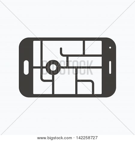 Gps street navigation icon. Smartphone device symbol. Pokemon egg concept. Gray flat web icon on white background. Vector