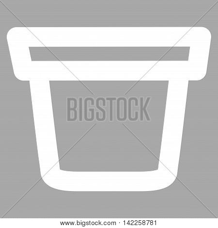 Pail vector icon. Style is stroke flat icon symbol, white color, silver background.