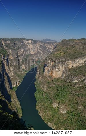 Panorama Of Sumidero Canyon From Viewpoint. Near Tuxtla Gutierrez In Chiapas, Mexico