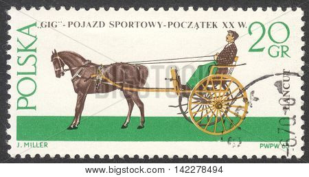 MOSCOW RUSSIA - CIRCA MAY 2016: a post stamp printed in POLAND shows a Gig coach the series 