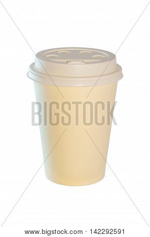 A Cup of coffee or tea with a lid on an isolated background