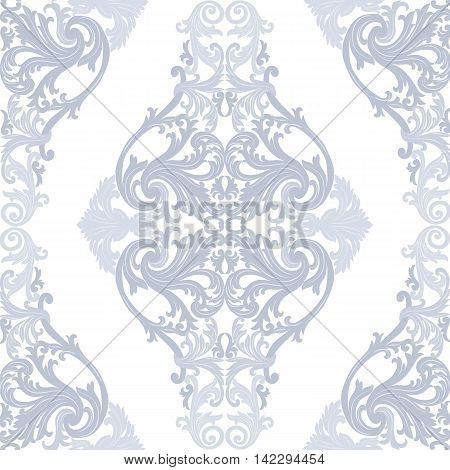 Vector Baroque Vintage floral Damask pattern. Luxury Classic ornament Royal Victorian texture for textile fabric. Serenity blue color
