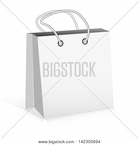 Realistic white package for products of clothes