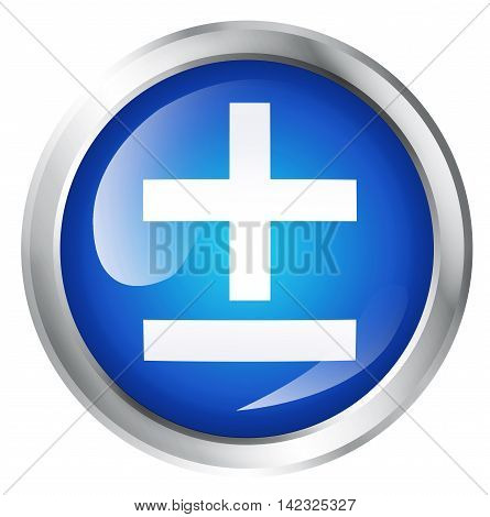 Glossy icon or button with mathematical symbol. 3D illustration
