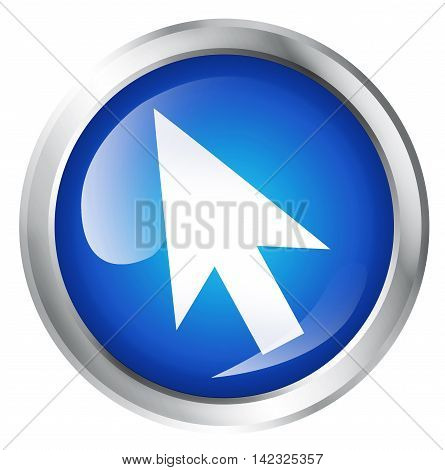 Glossy icon or button with computer mouse symbol. 3D illustration