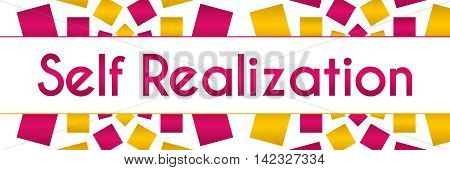 Self realization text written over pink golden background.