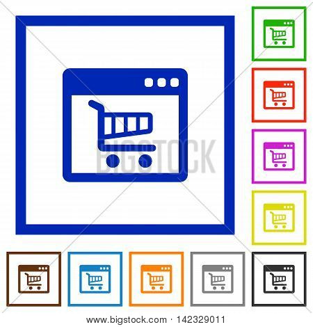Set of color square framed webshop application flat icons