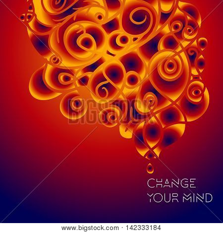 Colorful decorative invitation card with swirling waves and motivation quote. Inspiration card
