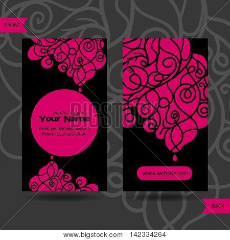 Colorful decorative design of business card with swirling waves. Modern style