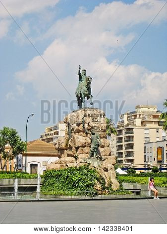 Palma de Majorca Spain - June 25 2008: Bold Statue of King Juame in Palma Majorca