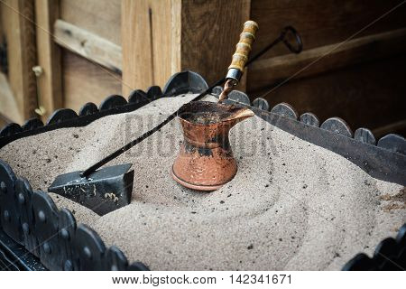 Pot for preparation of turkish coffee on hot sand