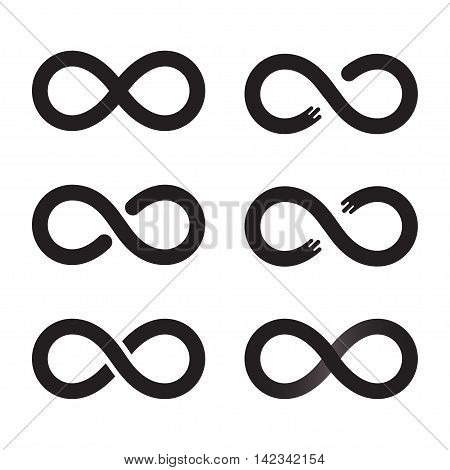 Infinity symbol icon set. Minimal flat vector style illustration.