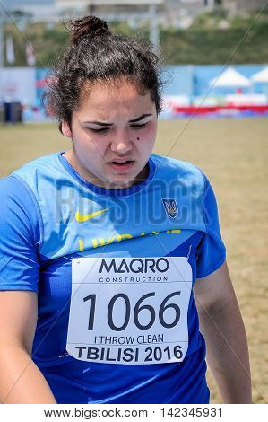 KHOPYAK Hanna from Ukraine during shot put competition at the European Athletics Youth Championships in the Athletics Stadium Tbilisi Georgia 14 July 2016