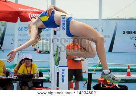 POLTAVETS Oleksandra from Ukraine during high jump girls competition at the European Athletics Youth Championships in the Athletics Stadium Tbilisi Georgia 14 July 2016