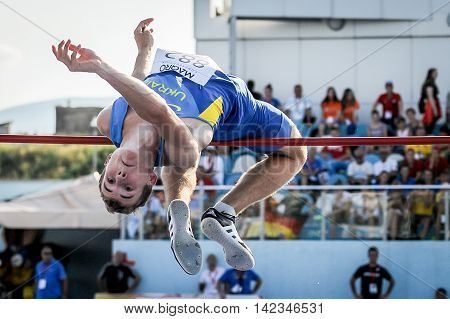 MOKRYAK Anton from Ukraine during high jump boys competition at the European Athletics Youth Championships in the Athletics Stadium Tbilisi Georgia 14 July 2016