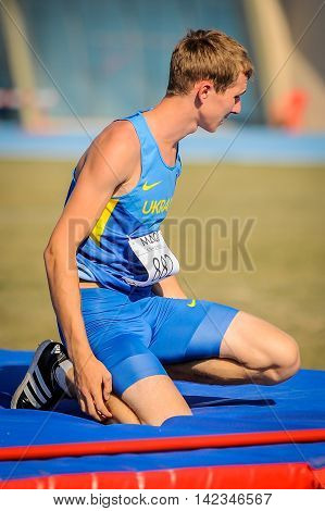 MOKRYAK Anton from Ukraine during high jump boys competition at the European Athletics Youth Championships in the Athletics Stadium Tbilisi Georgia 14 July 2016