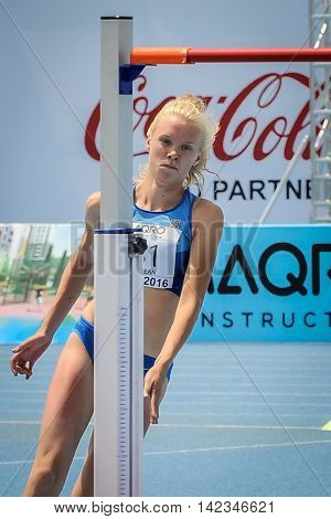 MATVIYOK Anastasiya from Ukraine during high jump girls competition at the European Athletics Youth Championships in the Athletics Stadium Tbilisi Georgia 14 July 2016