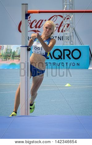 MATVIYOK Anastasiya from Ukraine during high jump girls competition at the European Athletics Youth Championships in the Athletics Stadium Tbilisi Georgia 14 July 2016