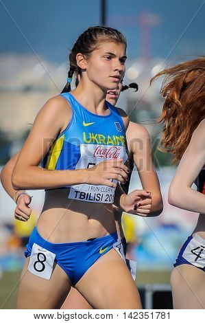 DEREVYANKO Nataliya during 800 m run girls competition at the European Athletics Youth Championships in the Athletics Stadium Tbilisi Georgia 15 July 2016