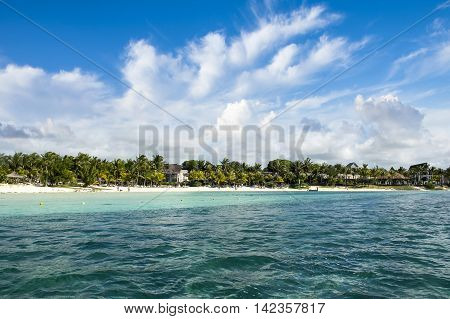 Beautiful Belle mare coastline in Mauritius island