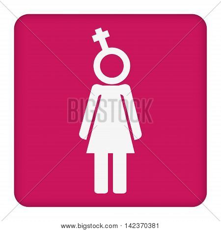 Woman sign icon vector illustration on a pink background.