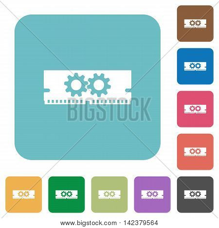 Flat memory optimization icons on rounded square color backgrounds.