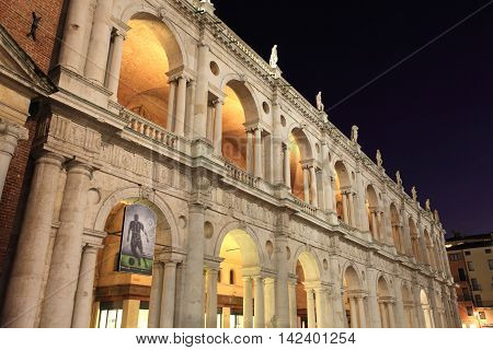 VICENZA, ITALY - OCTOBER 31, 2014: Historic center of Vicenza on October 31, 2014 in Vicenza, Italy. Vicenza historic center is a unesco world heritage and landmark in Italy.