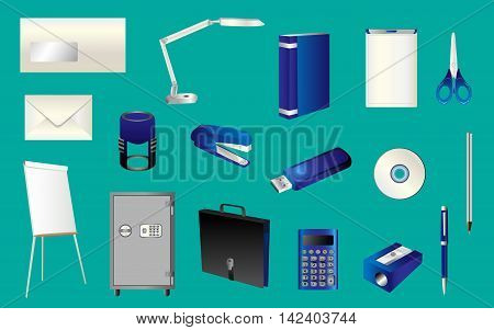 different office items for business and education