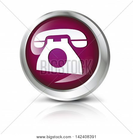 3D illustration. Glossy icon or button with telephone symbol.