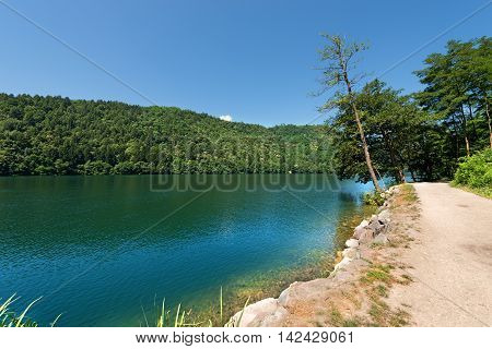 Lago di Levico (Levico Lake) in Trentino Alto Adige Italy Europe