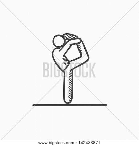 Man practicing yoga vector sketch icon isolated on background. Hand drawn Man practicing yoga icon. Man practicing yoga sketch icon for infographic, website or app.