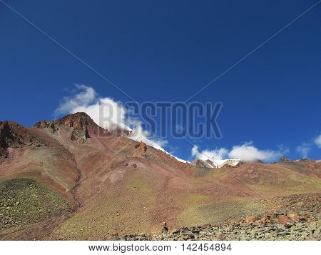The slope of Mount Kazbek in the Caucasus