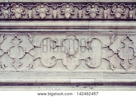 marbel wall with stone carving in indian temple