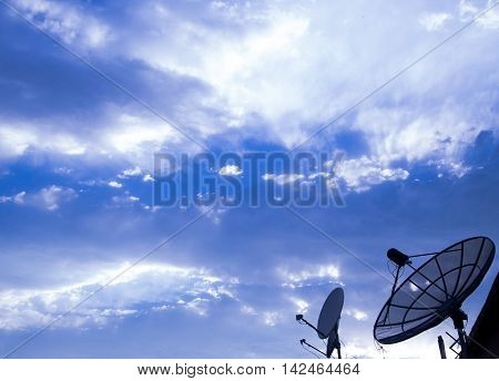Big Satellite Dish On Blue Sky
