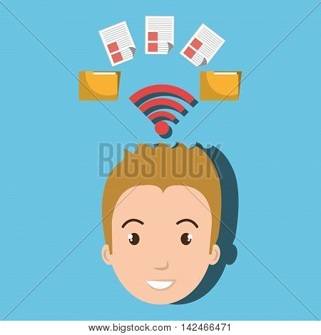 man wifi file document vector illustration graphic