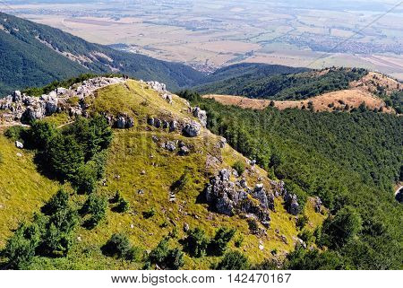 Bulgarian Mountains at Shipka Pass. View from Shipka Memorial.