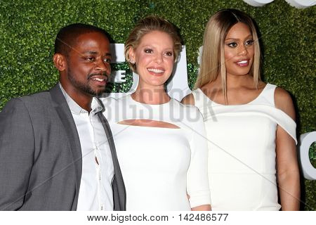 LOS ANGELES - AUG 10:  Dule Hill, Katherine Heigl, Laverne Cox at the CBS, CW, Showtime Summer 2016 TCA Party at the Pacific Design Center on August 10, 2016 in West Hollywood, CA