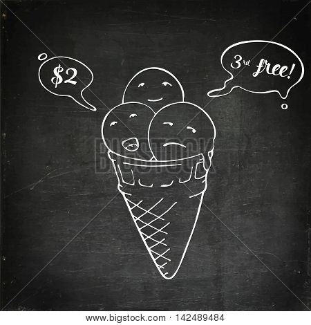 Icecream Cone Three Flavours. Speech Bubbles