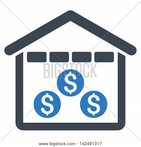 Money Depository icon. Vector style is bicolor flat iconic symbol with rounded angles, smooth blue colors, white background.