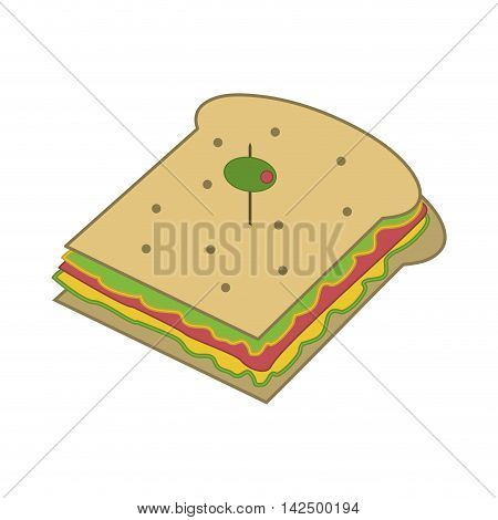 flat design sandwich with olive icon vector illustration