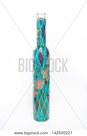 beautiful painted bottle on the white background