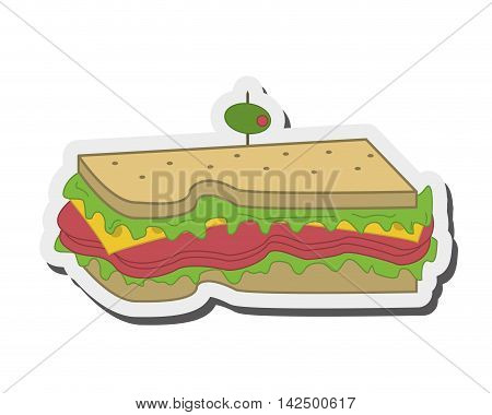 flat design sandwich with olive icon vector illustration
