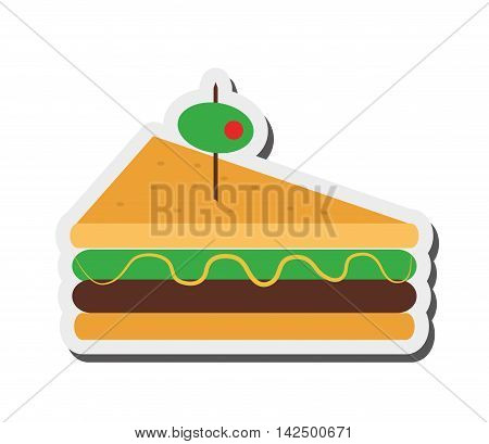 flat design triangle sandwich with olive icon vector illustration