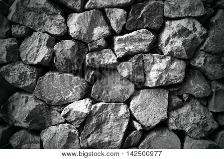 Old Rock Wall for background.(Texture Of Rock) (Black and White)