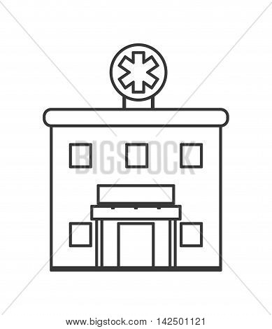 flat design hospital building icon vector illustration