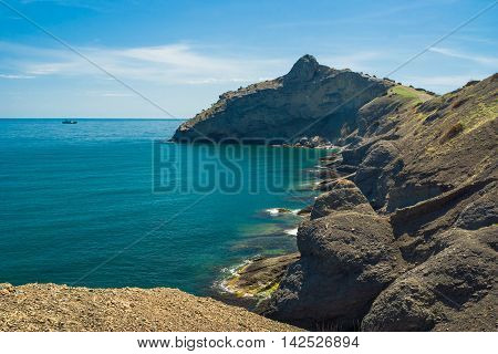 Black sea landscape - Kapchik cape and Pirates' Bay near Noviy Svet resort Eastern Crimea Ukraine.