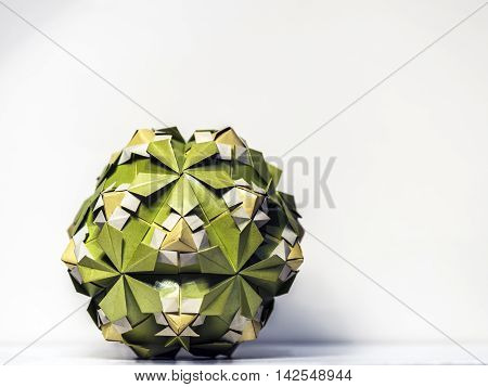 origami paper composition white background studio closeup