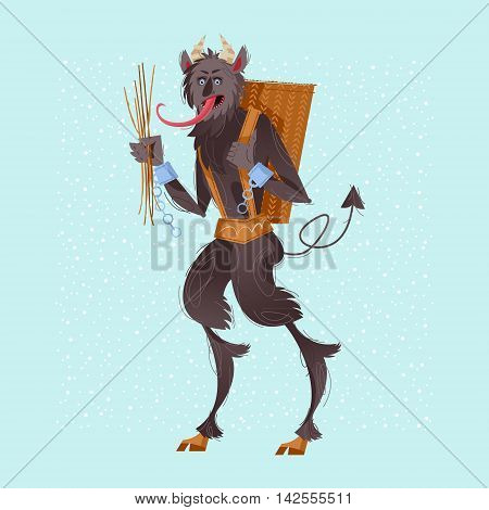 Krampus. Crampus. Traditional christmas devil. Vector illustration.