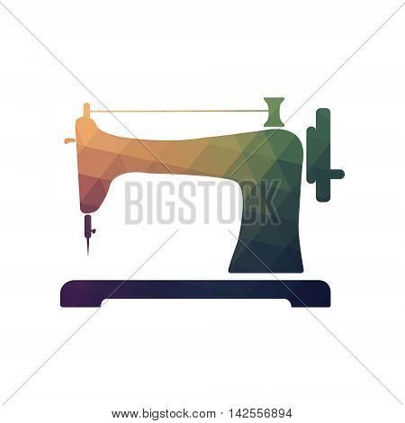 Retro sewing machine icon, on white background. Logo fabric. Vector illustration.