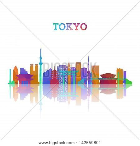 Tokyo skyline silhouette in geometric style. Japan symbol for your design. Vector illustration.